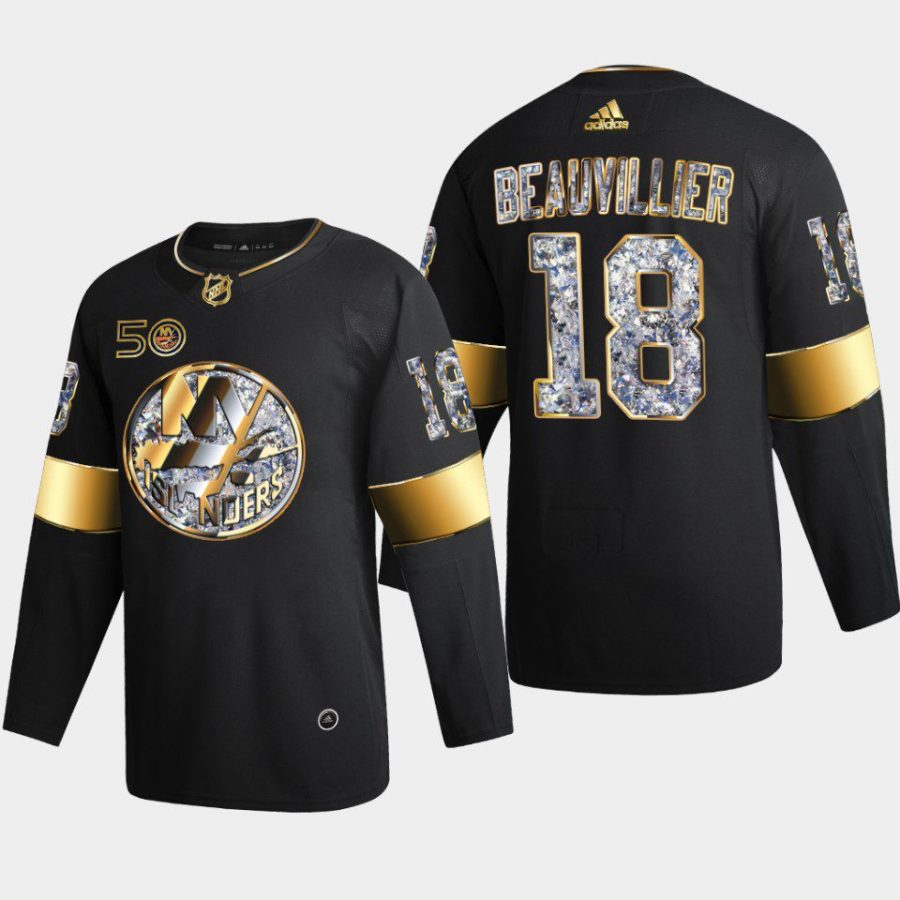 2022 23 anthony beauvillier islanders black golden diamond 50th anniversary jersey