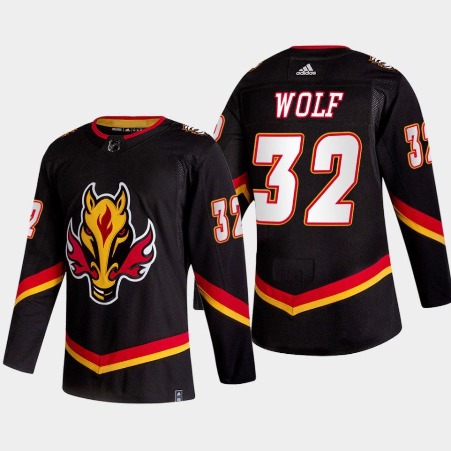 2022 23 dustin wolf flames black alternate authentic jersey