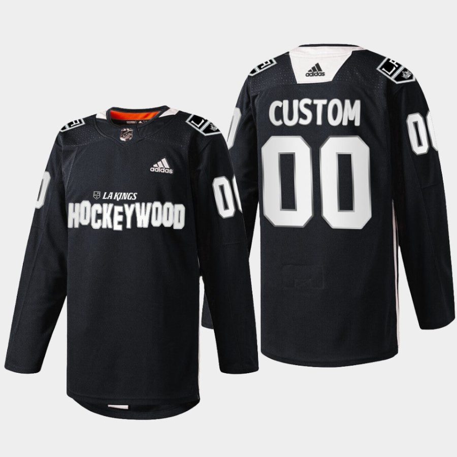 2022 custom la kings black hockey wood warm up jersey