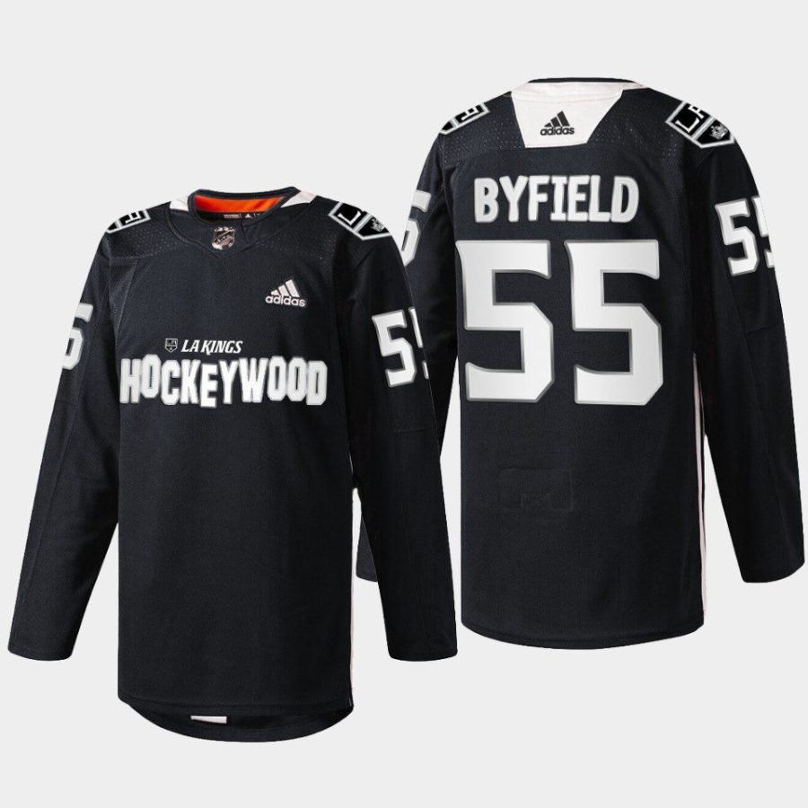 2022 quinton byfield la kings black hockey wood warm up jersey