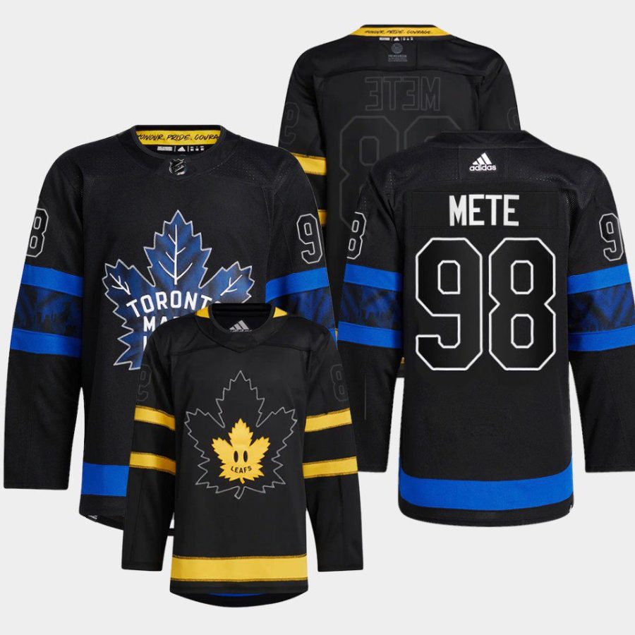 2022 victor mete maple leafs black alternate drew house jersey