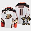 anaheim ducks trevor zegras 30th anniversary 2023 24 away jersey white