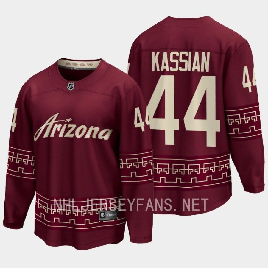 arizona coyotes zack kassian desert night alternate 2022 23 premier breakaway jersey garnet