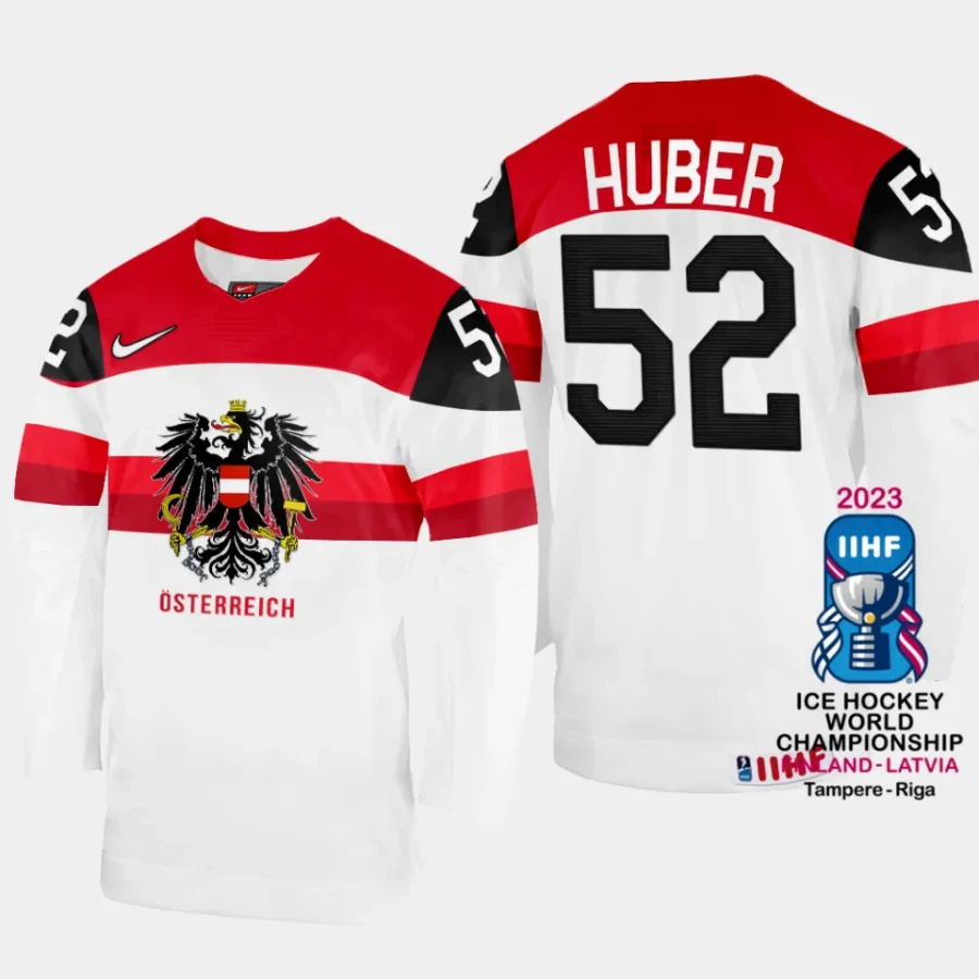 australia hockey paul huber 2023 iihf world championship home jersey white