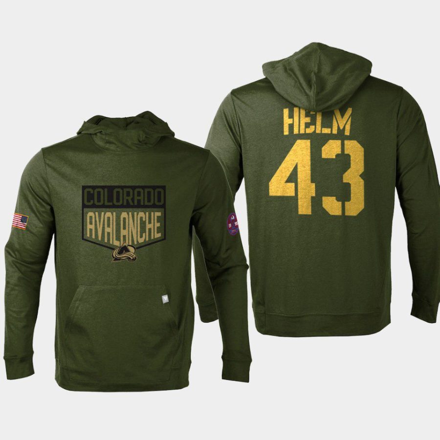 avalanche darren helm olive 2022 salute to service levelwear hoodie