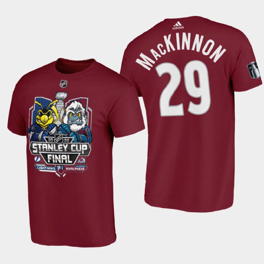 avalanche nathan mackinnon burgundy 2022 stanley cup final matchup mascot tee