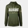 blackhawks men olive podium fleece pullover hoodie