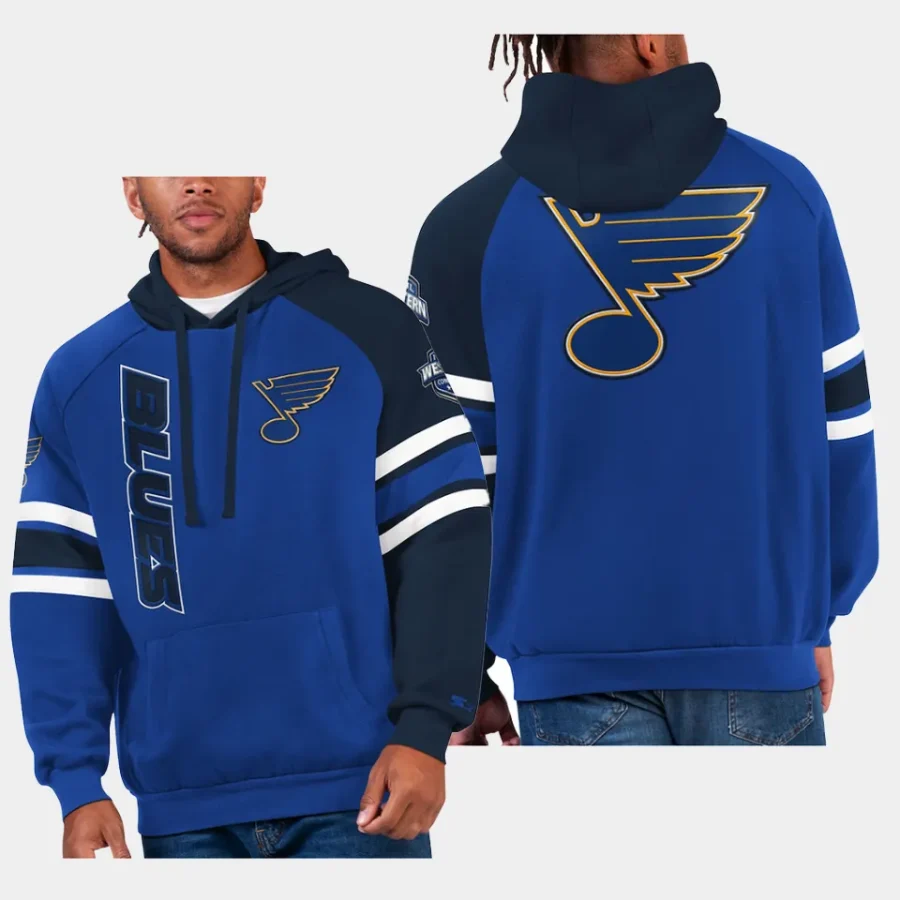 blues blue navy gauntlet starter raglan pullover hoodie