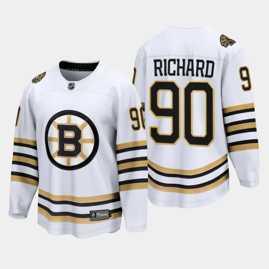 boston bruins anthony richard 100th anniversary 2023 24 premier breakaway player jersey white