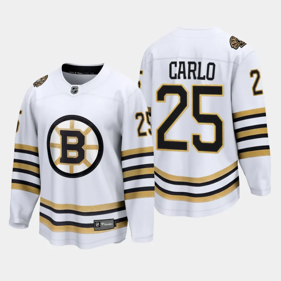 boston bruins brandon carlo 100th anniversary 2023 24 premier breakaway player jersey white