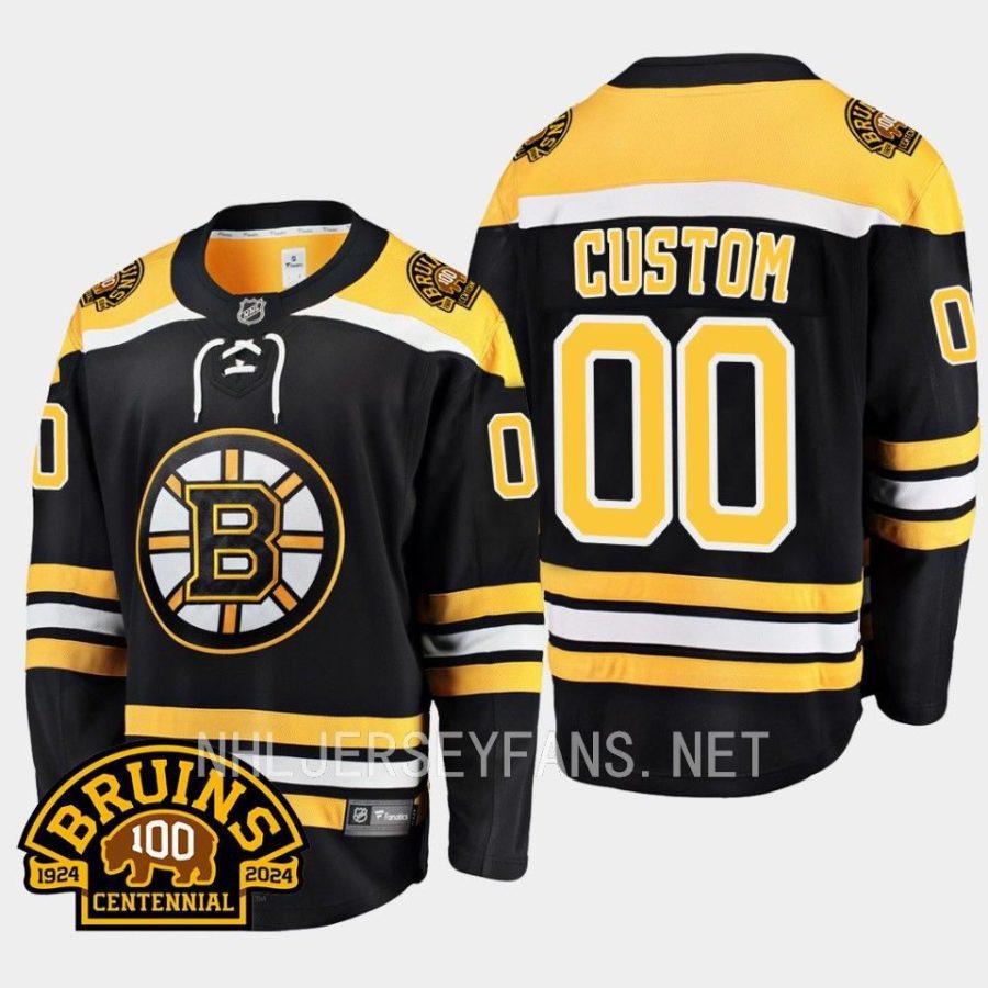 boston bruins custom 100th centennial 2023 24 home jersey black