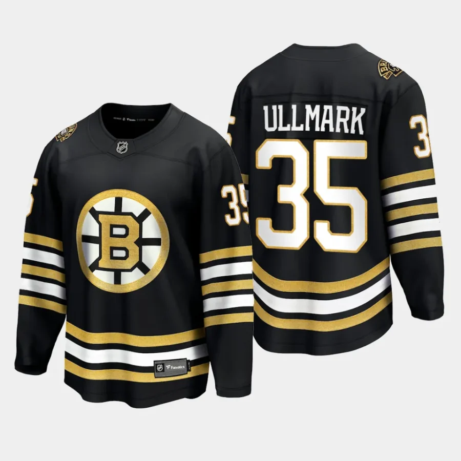 boston bruins linus ullmark 100th anniversary 2023 24 premier jersey black