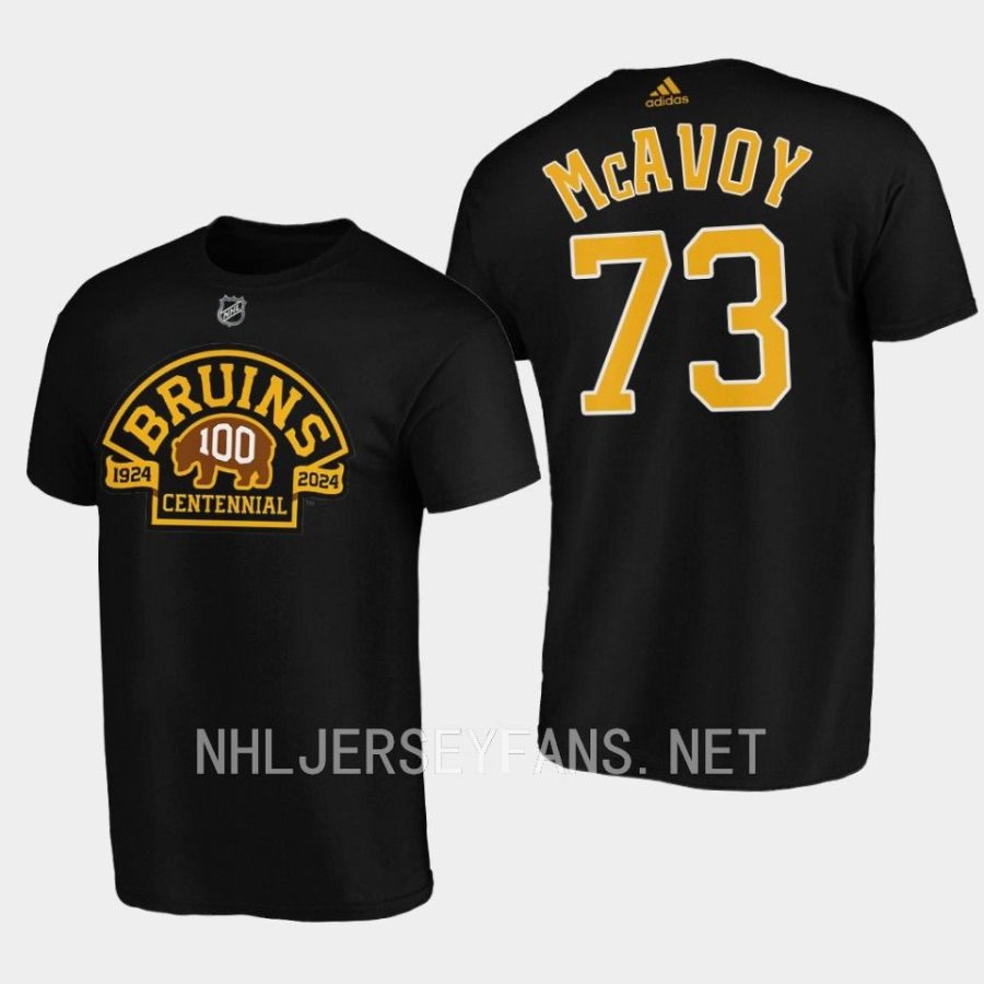 bruins charlie mcavoy black 100th anniversary t shirt