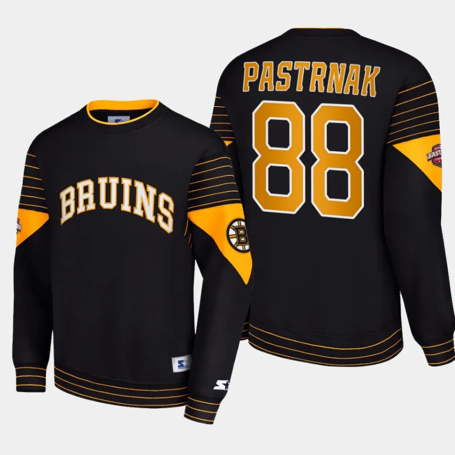 bruins david pastrnak black faceoff starter pullover sweatshirt