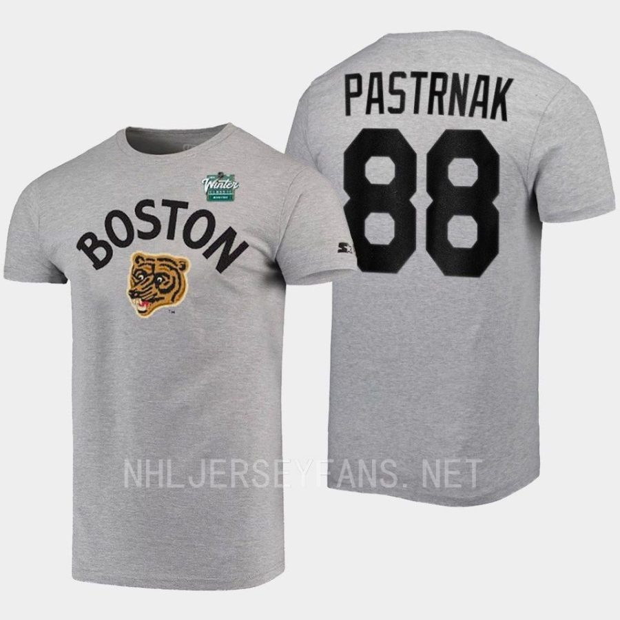 bruins david pastrnak grey logo 2023 winter classic t shirt