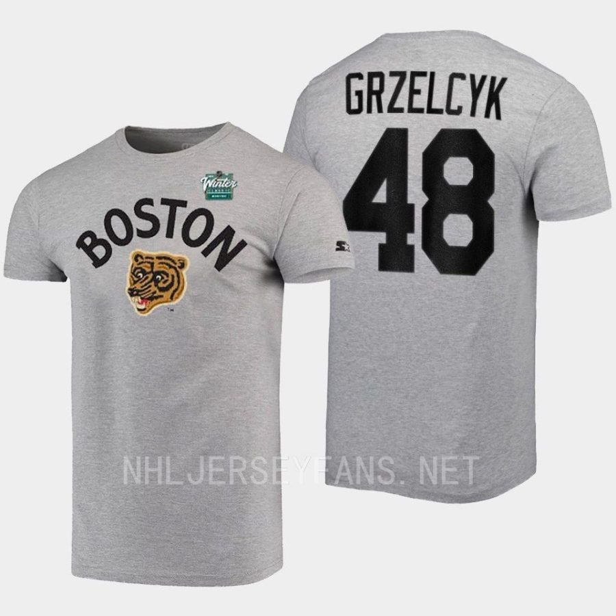 bruins matt grzelcyk grey logo 2023 winter classic t shirt