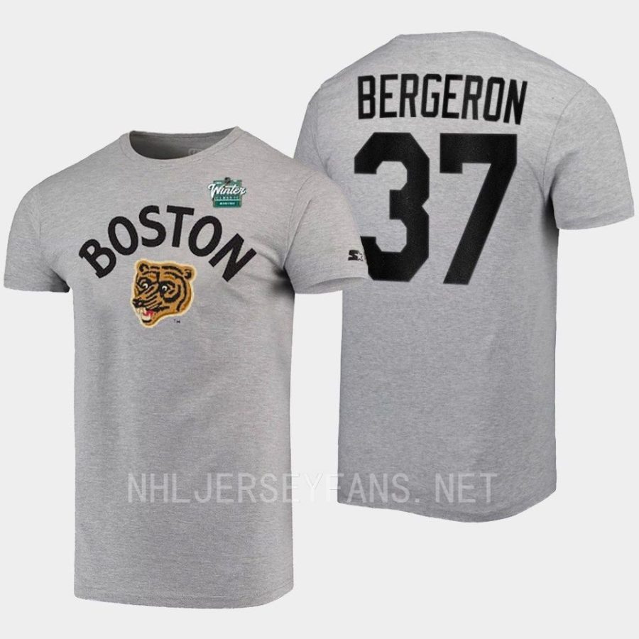 bruins patrice bergeron grey logo 2023 winter classic t shirt