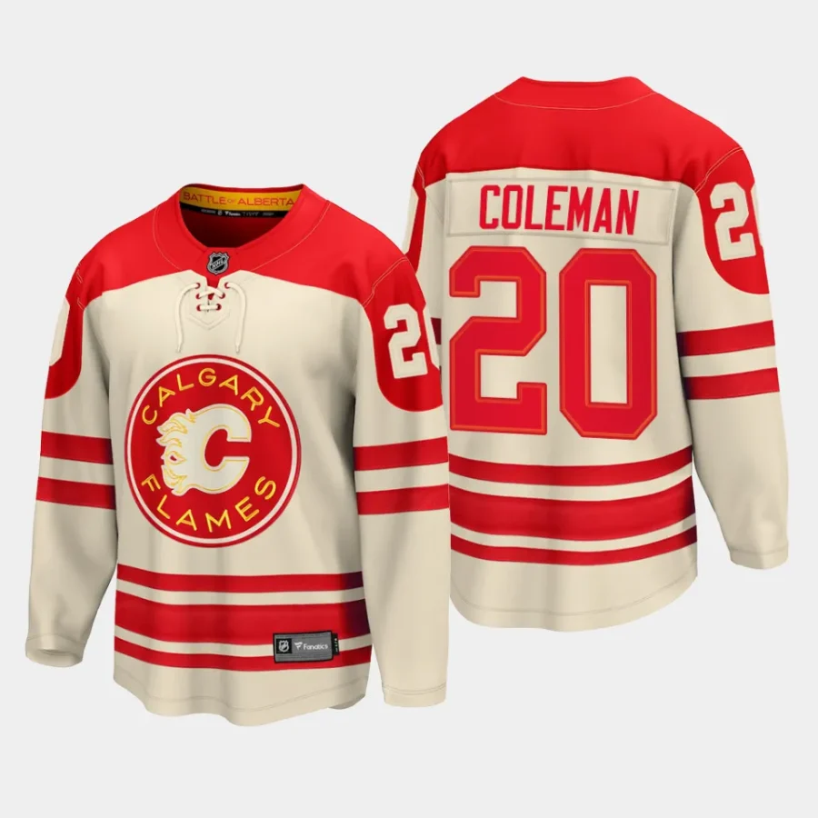 calgary flames blake coleman 2023 nhl heritage classic premier breakaway player jersey cream