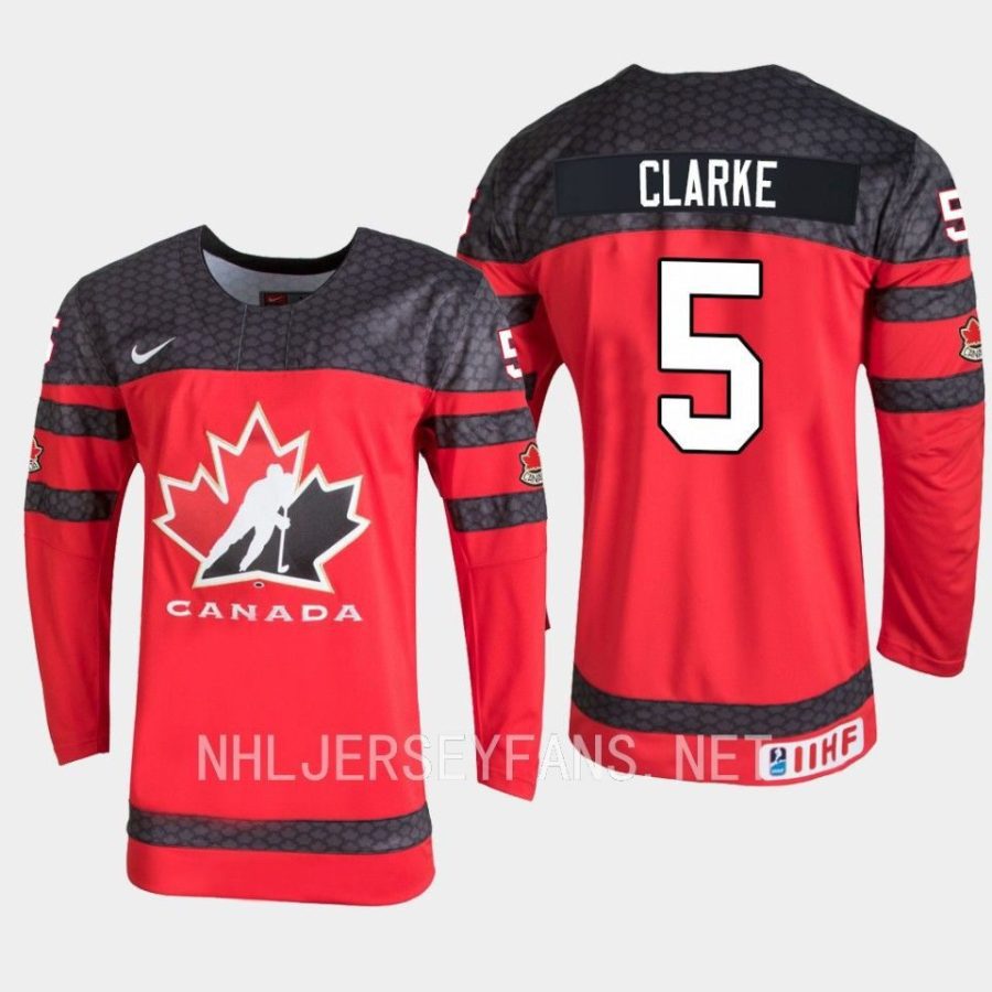 canada brandt clarke 2023 iihf world junior championship jersey red