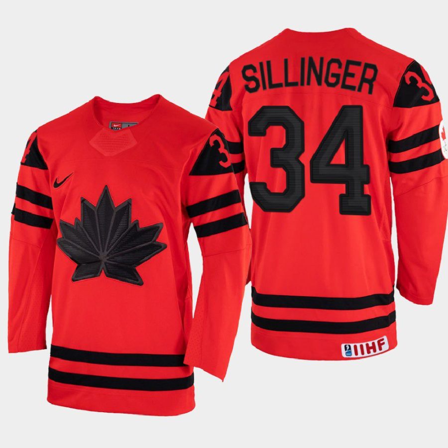 canada hockey cole sillinger 2022 iihf world championship away jersey red