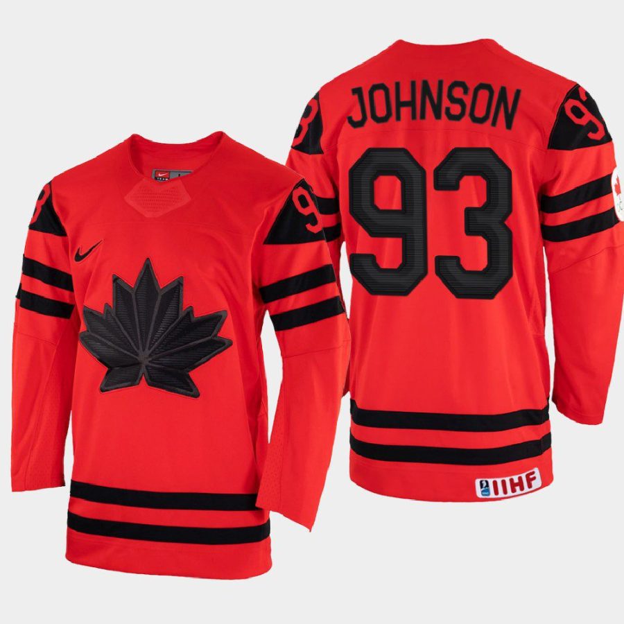 canada hockey kent johnson 2022 iihf world championship away jersey red