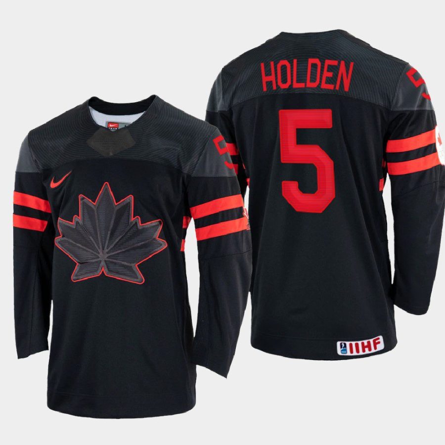 canada hockey nick holden 2022 iihf world championship replica jersey black