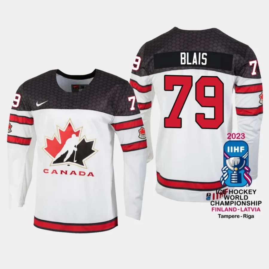 canada hockey sammy blais 2023 iihf world championship men home jersey white