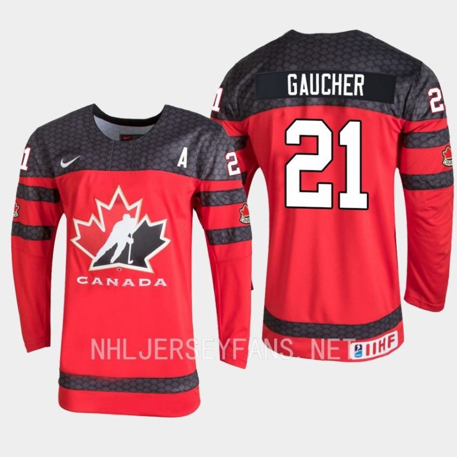 canada nathan gaucher 2023 iihf world junior championship jersey red