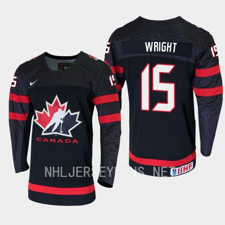 canada shane wright 2023 iihf world junior champions jersey black