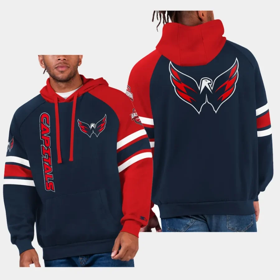 capitals red navy gauntlet starter raglan pullover hoodie