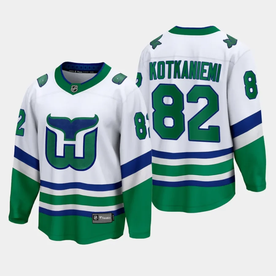 carolina hurricanes jesperi kotkaniemi whalers premier breakaway jersey white