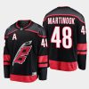 carolina hurricanes jordan martinook primary home 2022 23 breakaway player jersey black