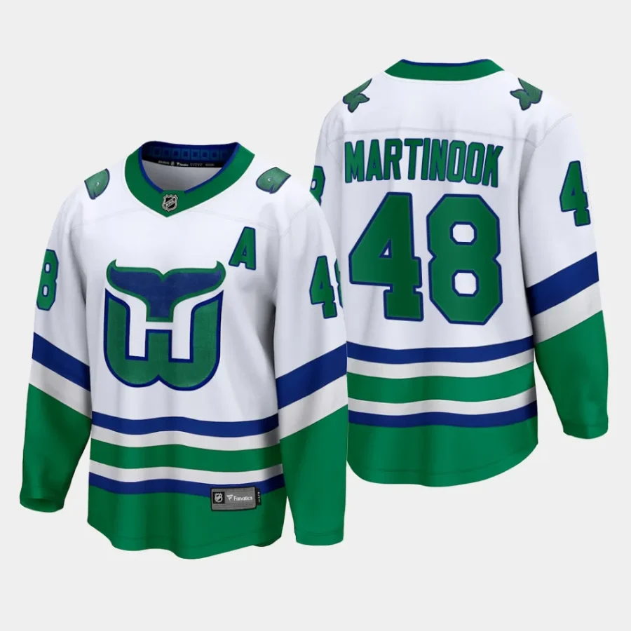 carolina hurricanes jordan martinook whalers premier breakaway jersey white