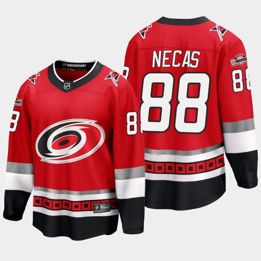 carolina hurricanes martin necas 25th anniversary premier jersey red