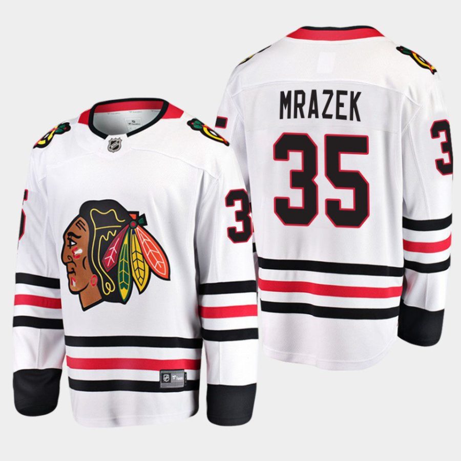 chicago blackhawks petr mrazek away 2022 breakaway player jersey white