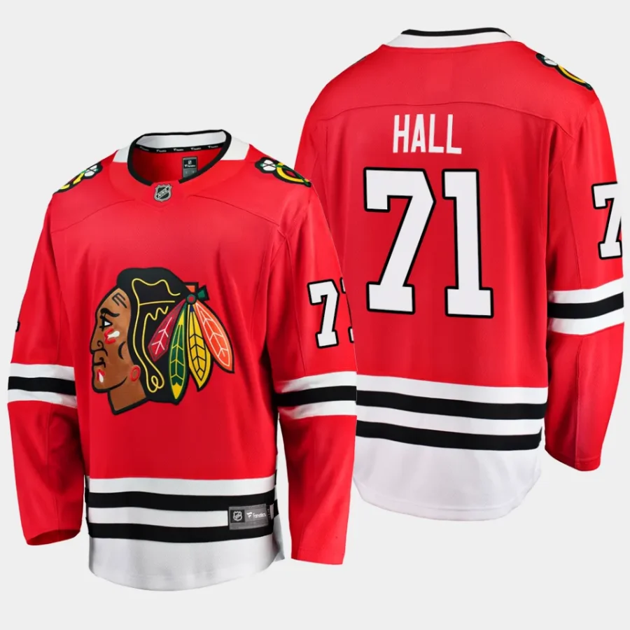 chicago blackhawks taylor hall home breakaway player jersey red