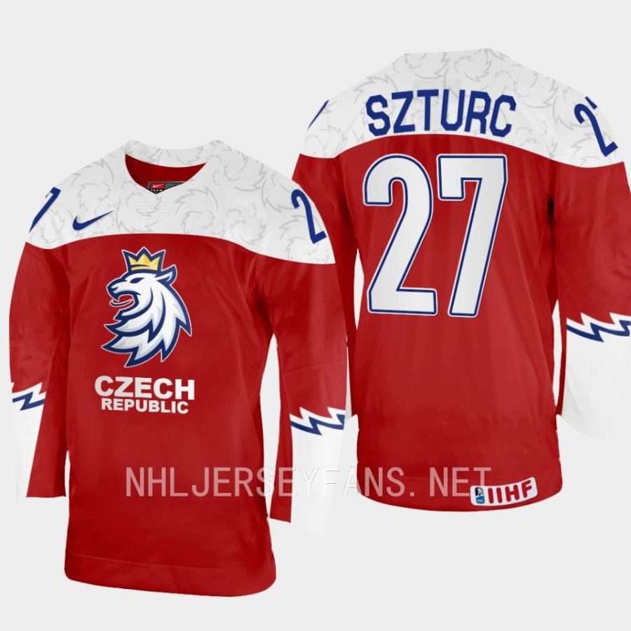 czech republic gabriel szturc 2023 iihf world junior championship jersey red