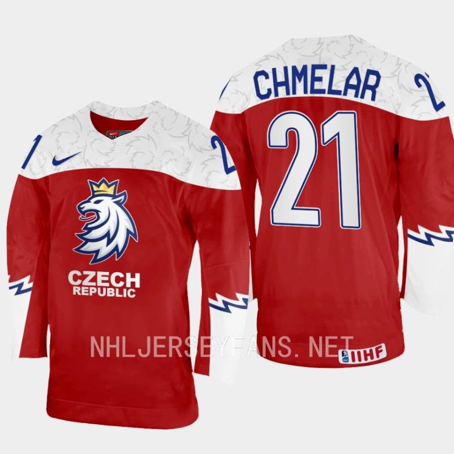 czech republic jaroslav chmelar 2023 iihf world junior championship jersey red