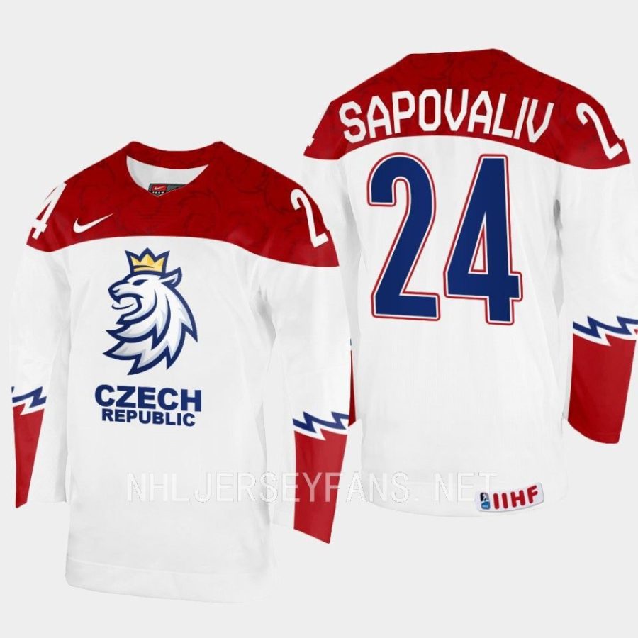 czech republic matyas sapovaliv 2023 iihf world junior championship jersey white