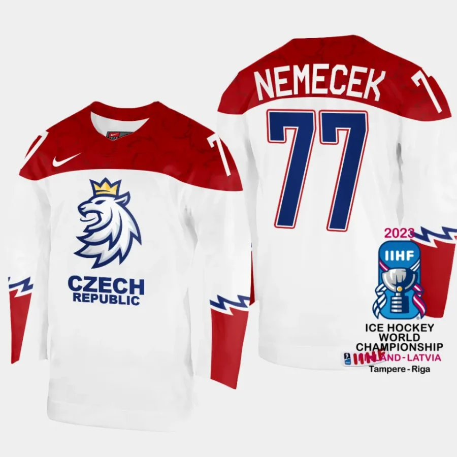 czechia hockey david nemecek 2023 iihf world championship men home jersey white