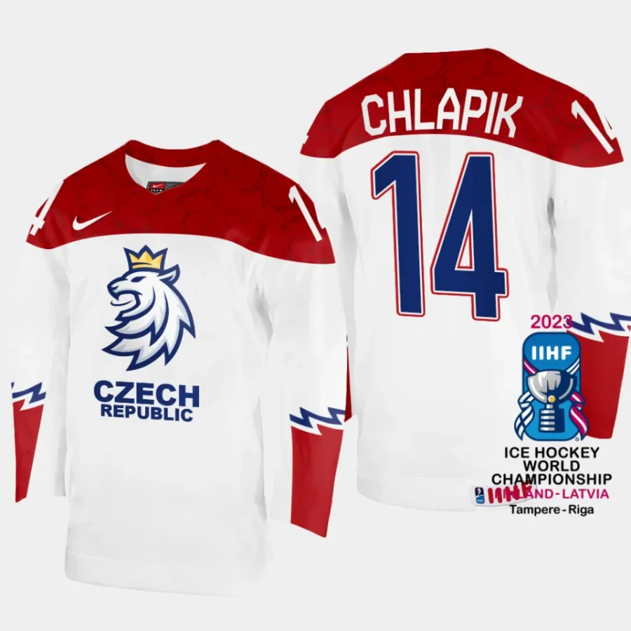 czechia hockey filip chlapik 2023 iihf world championship men home jersey white