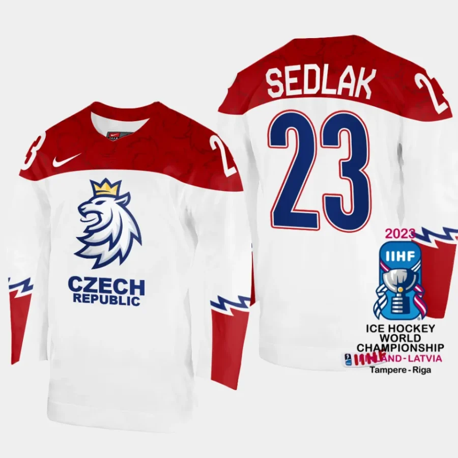 czechia hockey lukas sedlak 2023 iihf world championship men home jersey white