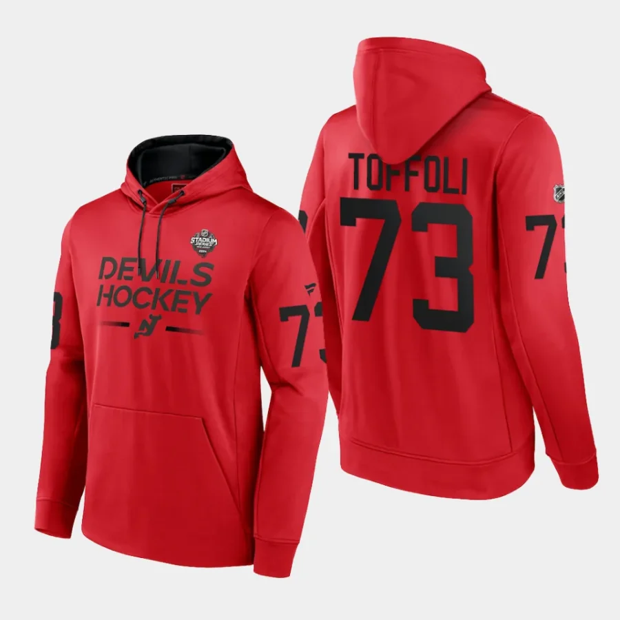 devils tyler toffoli red 2024 nhl stadium series authentic pro hoodie