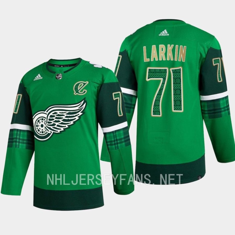 dylan larkin red wings green 2023 st. patricks day primegreen authentic jersey