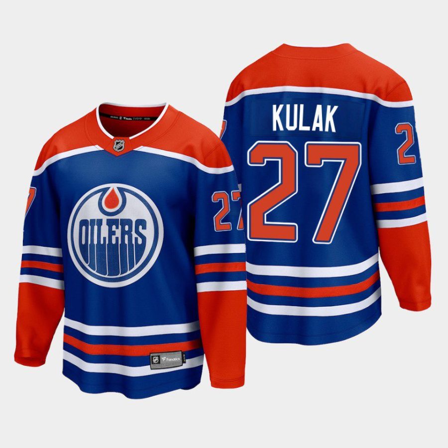 edmonton oilers brett kulak home 2022 23 premier breakaway player jersey royal