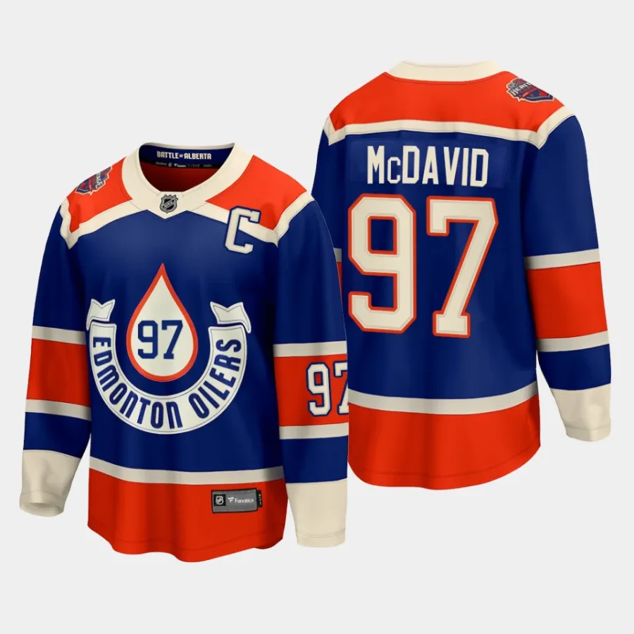 edmonton oilers connor mcdavid 2023 nhl heritage classic premier breakaway player jersey royal