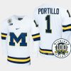 erik portillo michigan wolverines white 100th anniversary hockey jersey