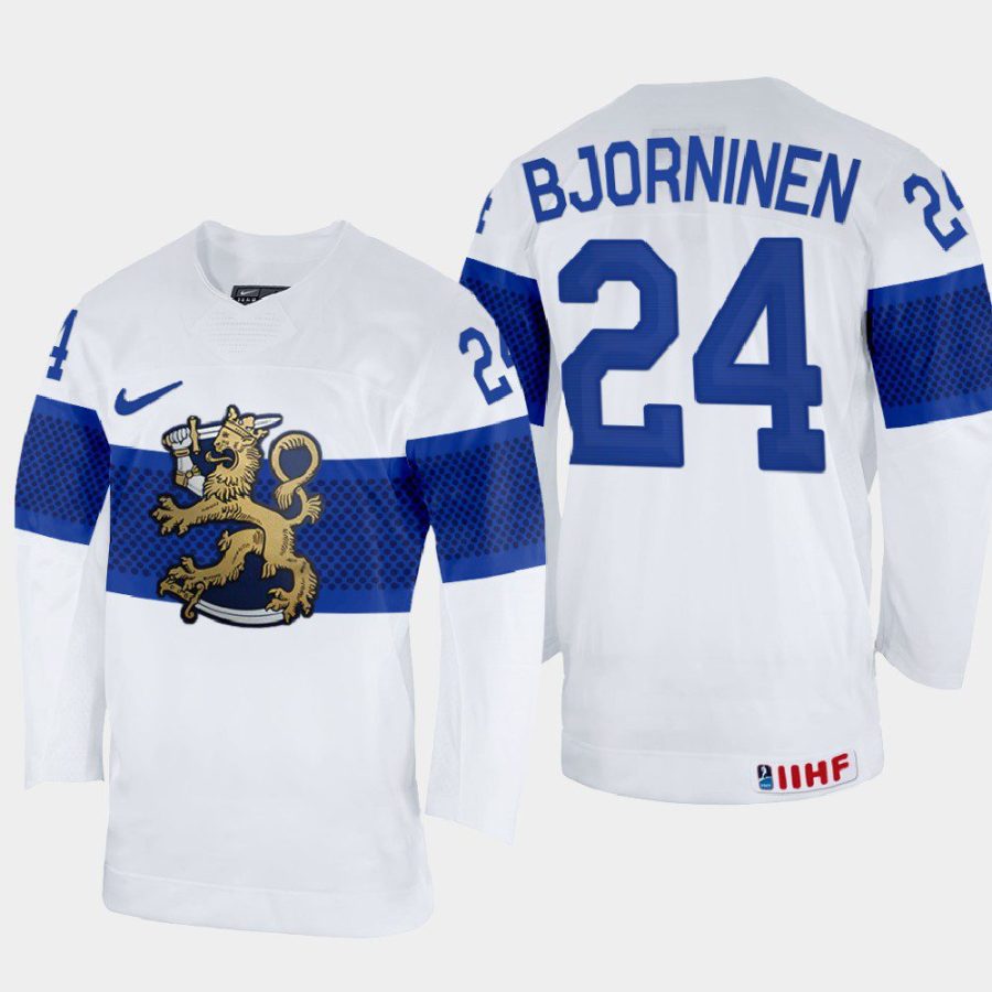 finland hockey hannes bjorninen 2022 iihf world championship home jersey white