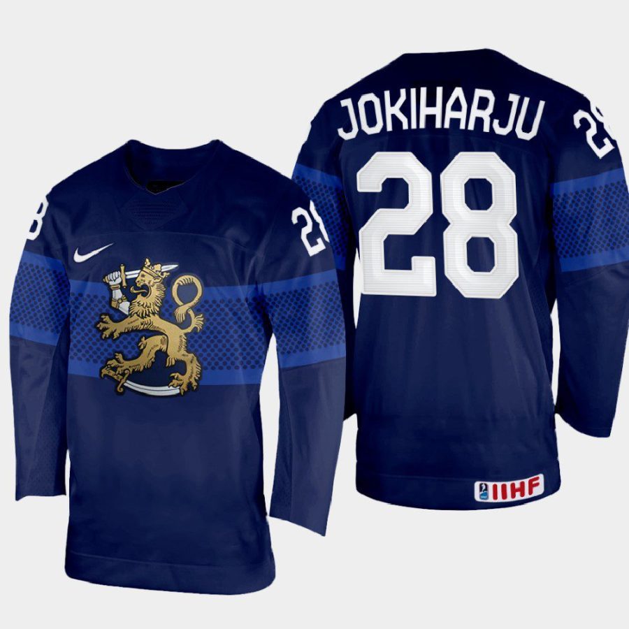 finland hockey henri jokiharju 2022 iihf world championship away jersey navy