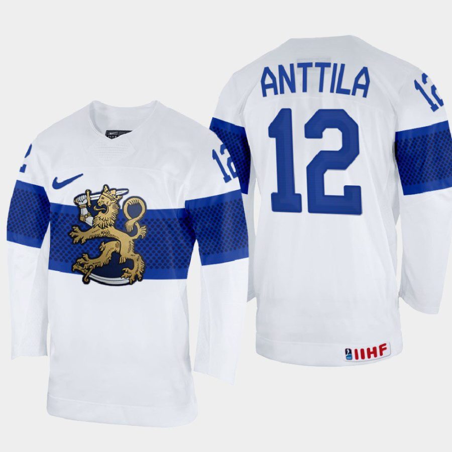 finland hockey marko anttila 2022 iihf world championship home jersey white